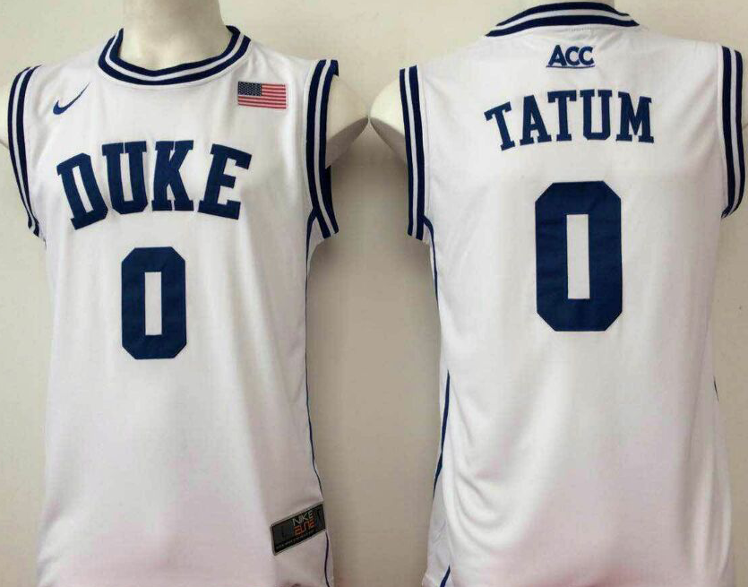 NCAA Men Duke Blue Devils White #0 tatum->->NCAA Jersey